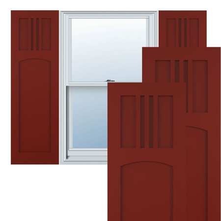 True Fit PVC San Miguel Mission Style Fixed Mount Shutters, Pepper Red, 12W X 73H